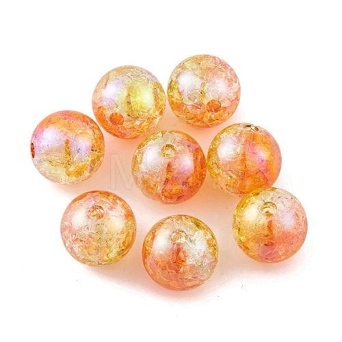 UV Plating Rainbow Iridescent Acrylic Crackl Beads PACR-C009-02F-1