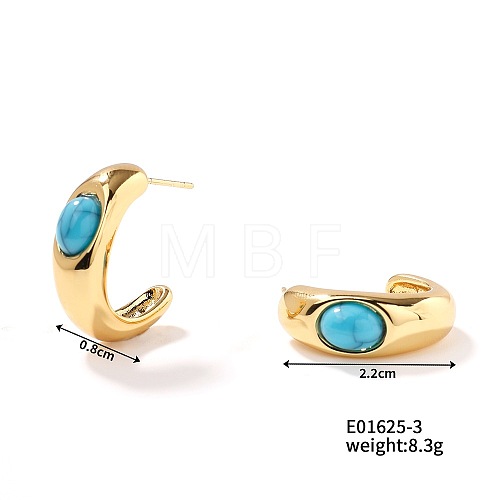 Oval Stud Earrings Fashionable Elegant Unique Lightweight Luxurious Feminine Accessories QS8763-3-1