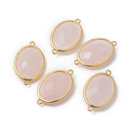 Golden Tone Brass Rose Quartz Links connectors G-F339-A08-1