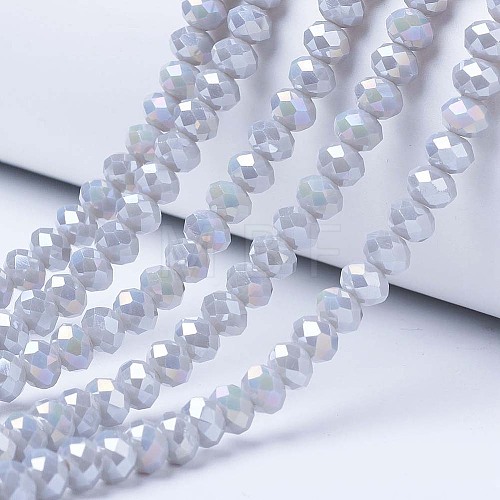 Electroplate Glass Beads Strands EGLA-A044-P6mm-B10-1