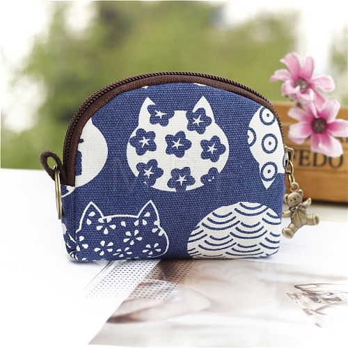 Cartoon Cat Shape Printed Cloth Zipper Wallets PW-WGE0DD7-04-1