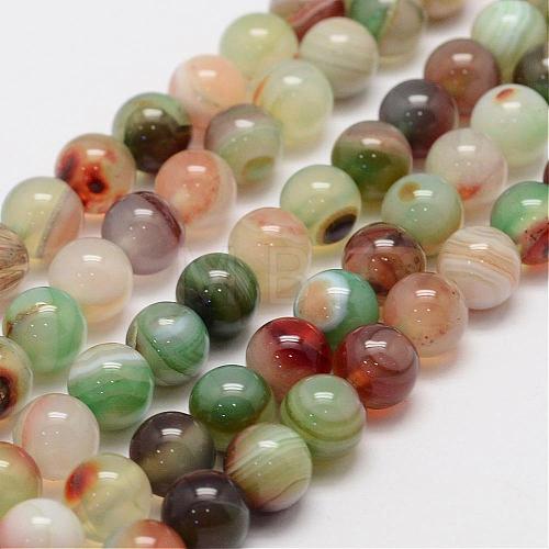 Natural Striped Agate/Banded Agate Bead Strands G-K155-B-8mm-03-1