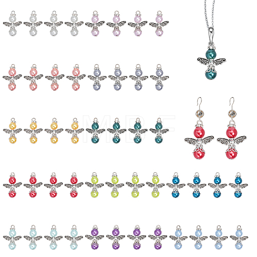 4 Sets Baking Painted Pearlized Glass Pearl Pendants FIND-CA0006-26-1