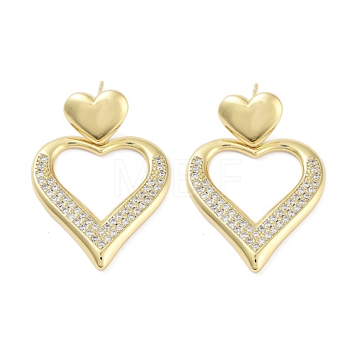 Rack Plating Brass Micro Pave Cubic Zirconia Studs Earrings EJEW-B047-03G-07-1