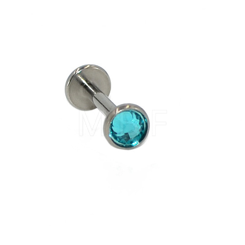 G23 Titanium Cubic Zirconia Flat Round 17 Gauge Threadless Labrets for Women Men WG1F07B-17-1