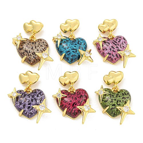 Rack Plating Brass Cubic Zirconia Pendants KK-M290-09-1