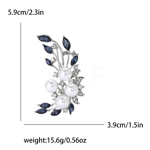 Alloy and Glass Rhinestone Crescent Flower Brooch PW-WG0074B-01-1