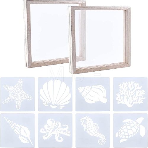 SUPERFINDINGS 1 Set Marine Organism Theme Plastic Drawing Painting Stencils Templates DIY-FH0003-42-1