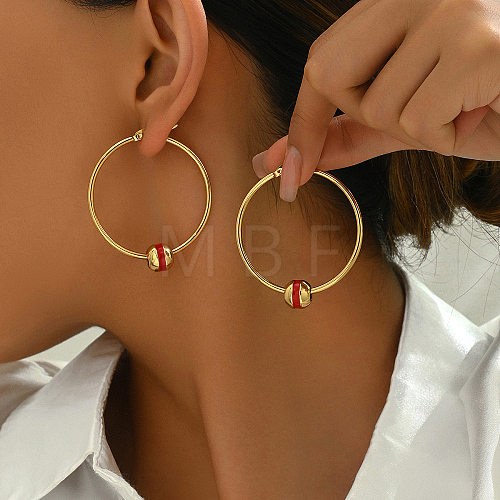 Exaggerated Circle Stainless Steel Hoop Earrings KO7110-2-1