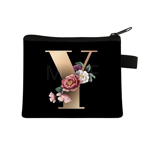 Initial Letter with Flower Cosmetic Bag PW-WG1F7F6-22-1