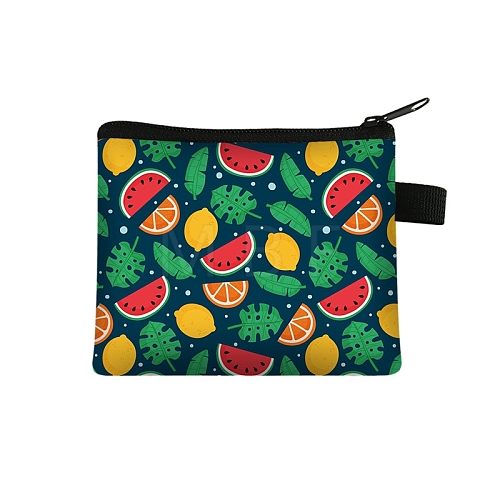 Watermelon Printed Polyester Coin Wallet Zipper Purse PW-WG10570-03-1