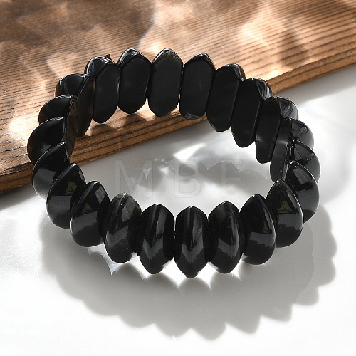 Bicone Natural Obsidian Beads Stretch Bracelets for Women Men BJEW-C097-05E-1