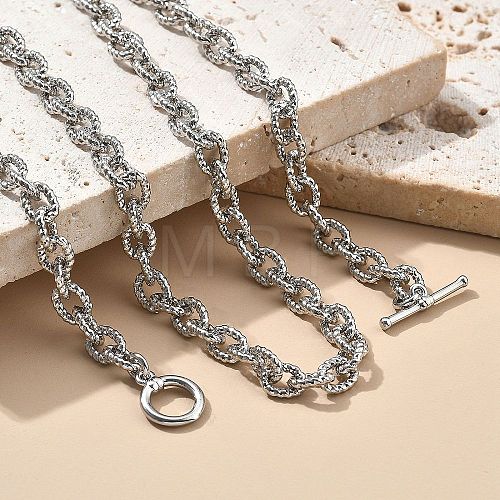 Brass Twisted Cable Chain Necklaces with OT Clasps for Men Women NJEW-G160-11P-1