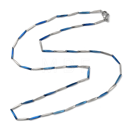 201 Stainless Steel Bar Link Chain Necklaces for Men Women NJEW-G112-07E-BLP-1