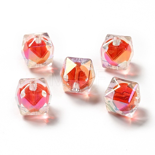 Two Tone UV Plating Rainbow Iridescent Acrylic Beads TACR-D010-02F-1