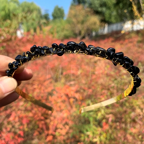 Natural Obsidian Hair Bands PW-WGC1C33-55-1