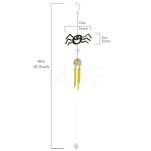 Halloween Spider Alloy & Iron & Eanmel Wind Chime PW-WG9BBC0-01-1