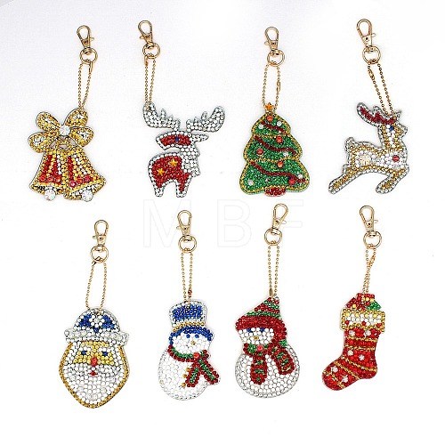 Christmas DIY Diamond Painting Keychain Kits DIAM-PW0010-68-30-1