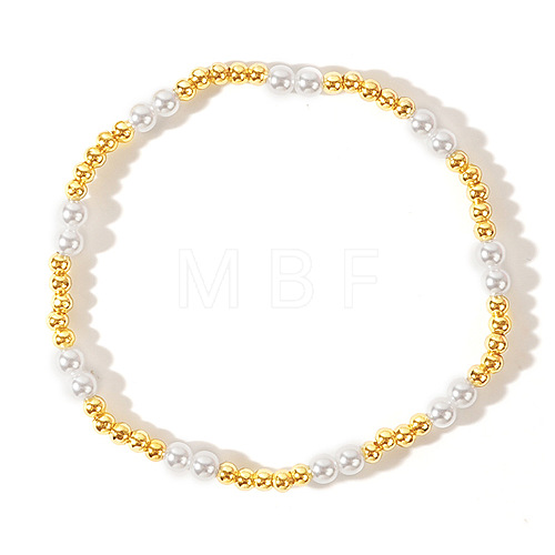 Round Brass Beads Stretch Bracelets ML1099-1-1