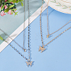 2Pcs 2 Colors Crystal Rhinestone Butterfly Pendant Double Layer Necklaces Set NJEW-AN0001-23-7