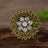Vintage Flower Middle Eastern Style Zinc Alloy with Rhinestone Finger Rings TH0297-1-3