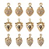 6Pcs Brass Micro Pave Clear Cubic Zirconia Charms KK-LS0001-41-1