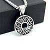 Vintage Stainless Steel Hollow Viking Knot Coin Pendant Necklaces for Women Fashion Jewelry NL0157-1