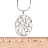 304 Stainless Steel Textured Oval Pendant Necklaces for Women NJEW-C117-01B-P-5