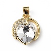 Real 18K Gold Plated Rack Plating Brass Micro Pave Clear Cubic Zirconia Pendants KK-C015-20G-06-1