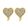 Heart Brass Micro Pave Cubic Zirconia Ear Studs EJEW-D304-35P-2