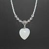 Natural Gemstone Heart Pendant Colorful Glass Seed Beads Beaded Necklaces for Women VA8487-3-1
