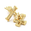 Brass Micro Pave Cubic Zirconia Ear Studs EJEW-P261-25A-G-2
