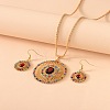 Oval Alloy Colorful Rhinestone Pendant Necklaces & Dangle Earrings Sets WGFA1EC-01-2