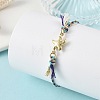 Ocean 304 Stainless Steel Link Adjustable Braided Polycotton Metallic Cord Slider Bracelets BJEW-JB14245-03-2