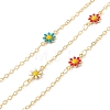 Handmade Eco-friendly Brass Enamel Flower Link Chain CHC-E025-45G-1