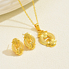Brass Ring Pendant Necklace & Stud Earrings Sets for Women PL1796-2