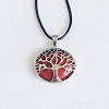 Alloy Pave Natural Red Jasper Tree of Life Pendant Necklaces KW6501-5-1