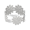 Flower 304 Stainless Steel Bangles for Women BJEW-B104-08P-3