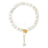 Adjustable White Shell Pearl Square Bead Lariat Necklaces with 304 Stainless Steel OT Clasps NJEW-JN06029-2