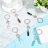 6Pcs 6 Style Bullet Shape Natural & Synthetic Gemstone Pendant Keychain with Tree of Life KEYC-DR0001-01-3