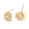 Brass Micro Pave Cubic Zirconia Stud Earring Findings KK-Z094-12G-2