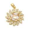 Brass Micro Pave Clear Cubic Zirconia with Glass Pendants KK-G483-06G-1