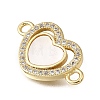 Brass Cubic Zirconia & Natural Shell Connector Charms KK-G602-08G-2