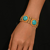Bohemian Alloy Pave Natural & Dyed Magnesite Beads Link Chain Bracelets KI5721-3