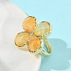 Natural Yellow Quartz Faceted Adjustable Finger Rings for Women RJEW-A092-01G-10-3
