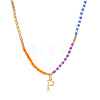 Rainbow Gradient Glass Seed Beaded Necklaces AF2375-16-1
