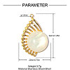 304 Stainless Steel & Shell Pendants STAS-OY019-39G-2