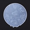 Flat Round with Flower & Butterfly Cup Mat Silicone Molds DIY-M034-29-2