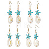 Natural Mixed Cowrie Shell Dangle Earrings EJEW-JE06871-2