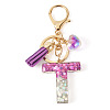 Alloy Resin Heart Keychains KEYC-TADJ0002-01G-T-1
